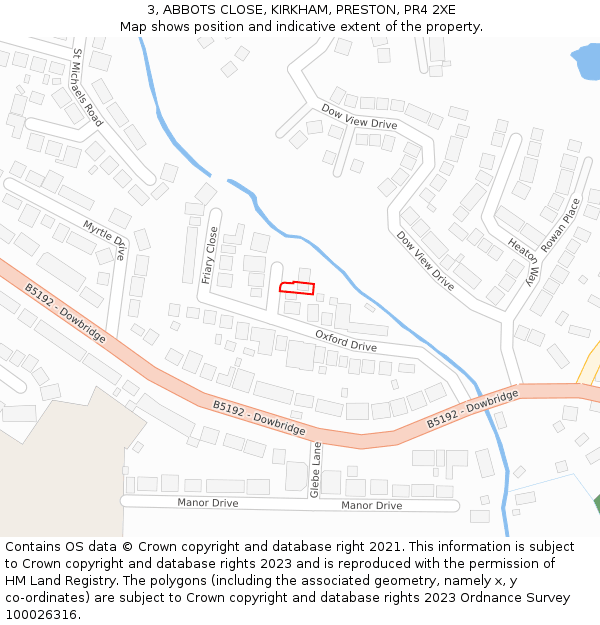 3, ABBOTS CLOSE, KIRKHAM, PRESTON, PR4 2XE: Location map and indicative extent of plot