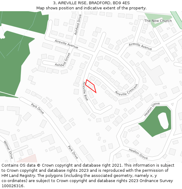 3, AIREVILLE RISE, BRADFORD, BD9 4ES: Location map and indicative extent of plot