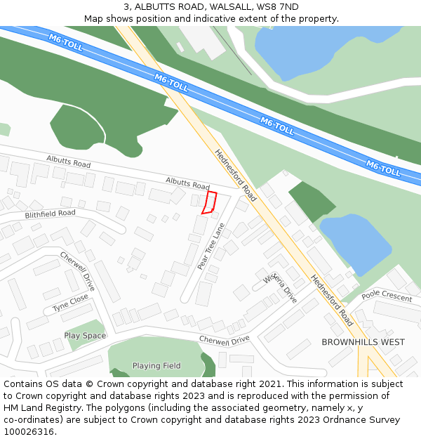 3, ALBUTTS ROAD, WALSALL, WS8 7ND: Location map and indicative extent of plot