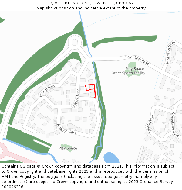 3, ALDERTON CLOSE, HAVERHILL, CB9 7RA: Location map and indicative extent of plot