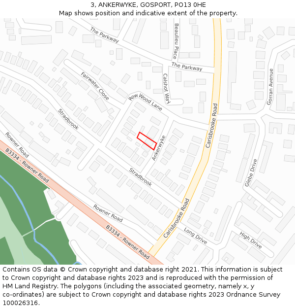 3, ANKERWYKE, GOSPORT, PO13 0HE: Location map and indicative extent of plot