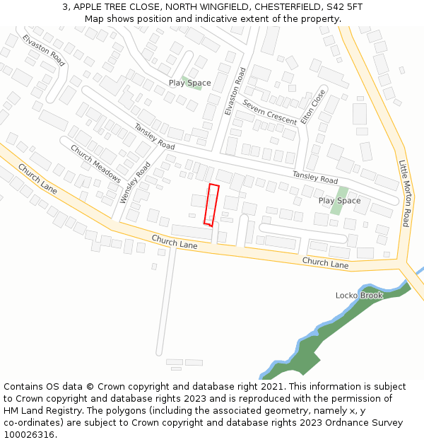 3, APPLE TREE CLOSE, NORTH WINGFIELD, CHESTERFIELD, S42 5FT: Location map and indicative extent of plot