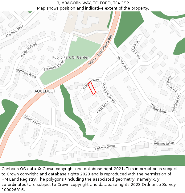 3, ARAGORN WAY, TELFORD, TF4 3SP: Location map and indicative extent of plot