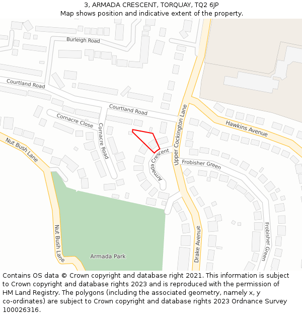 3, ARMADA CRESCENT, TORQUAY, TQ2 6JP: Location map and indicative extent of plot