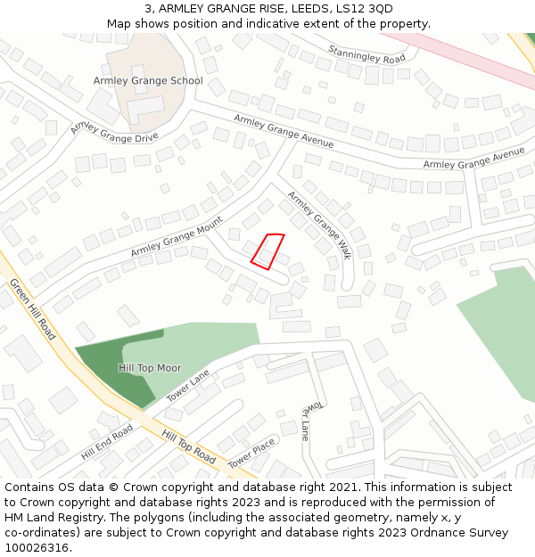 3, ARMLEY GRANGE RISE, LEEDS, LS12 3QD: Location map and indicative extent of plot