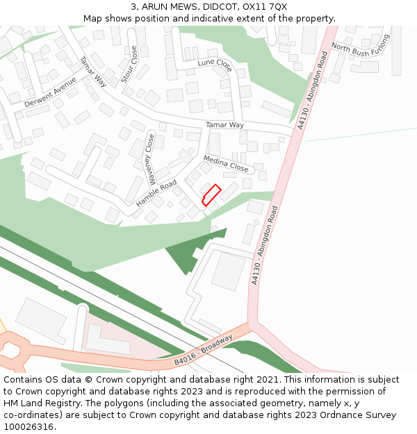 3, ARUN MEWS, DIDCOT, OX11 7QX: Location map and indicative extent of plot