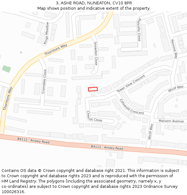 3, ASHE ROAD, NUNEATON, CV10 8PR: Location map and indicative extent of plot
