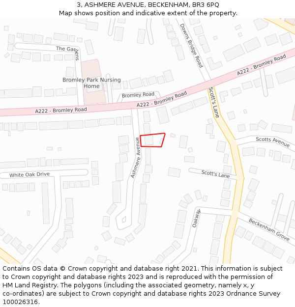 3, ASHMERE AVENUE, BECKENHAM, BR3 6PQ: Location map and indicative extent of plot