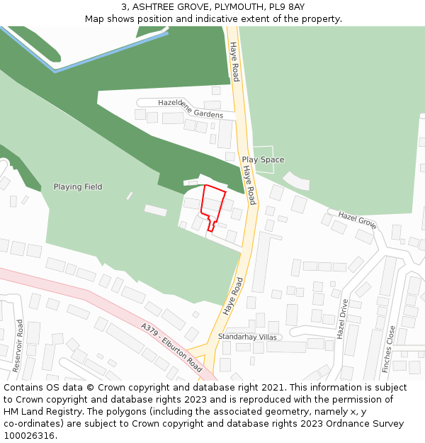 3, ASHTREE GROVE, PLYMOUTH, PL9 8AY: Location map and indicative extent of plot