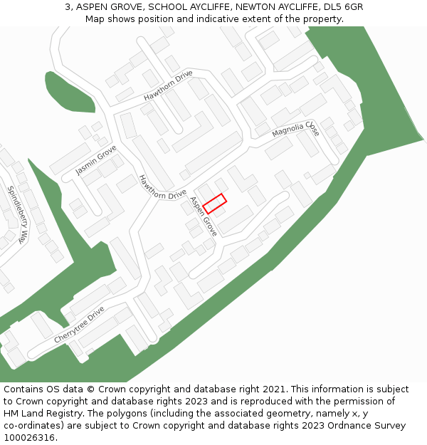 3, ASPEN GROVE, SCHOOL AYCLIFFE, NEWTON AYCLIFFE, DL5 6GR: Location map and indicative extent of plot