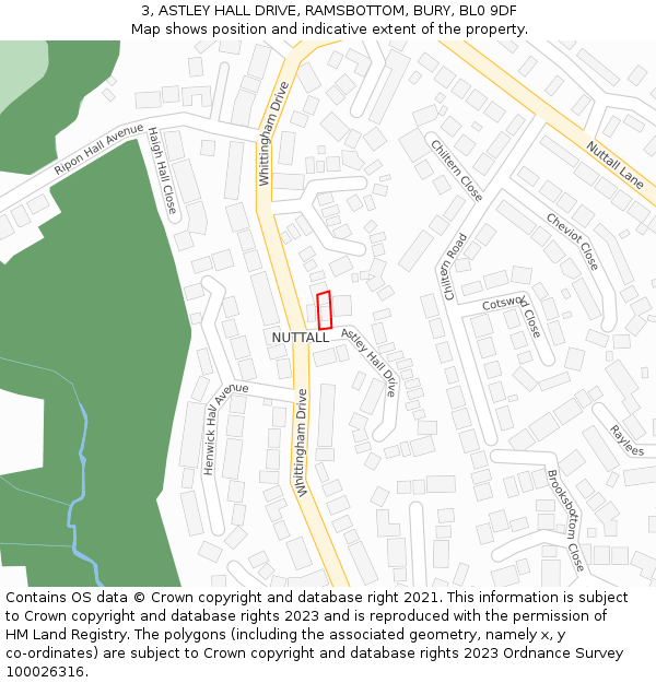 3, ASTLEY HALL DRIVE, RAMSBOTTOM, BURY, BL0 9DF: Location map and indicative extent of plot