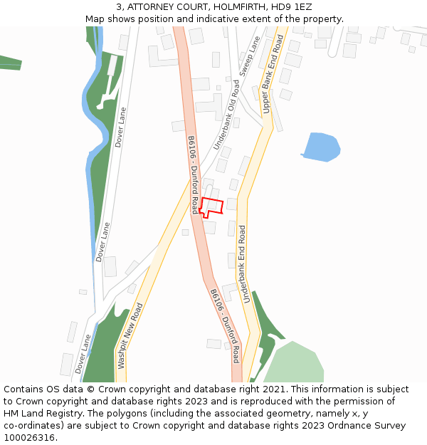 3, ATTORNEY COURT, HOLMFIRTH, HD9 1EZ: Location map and indicative extent of plot