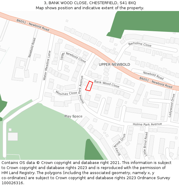 3, BANK WOOD CLOSE, CHESTERFIELD, S41 8XQ: Location map and indicative extent of plot