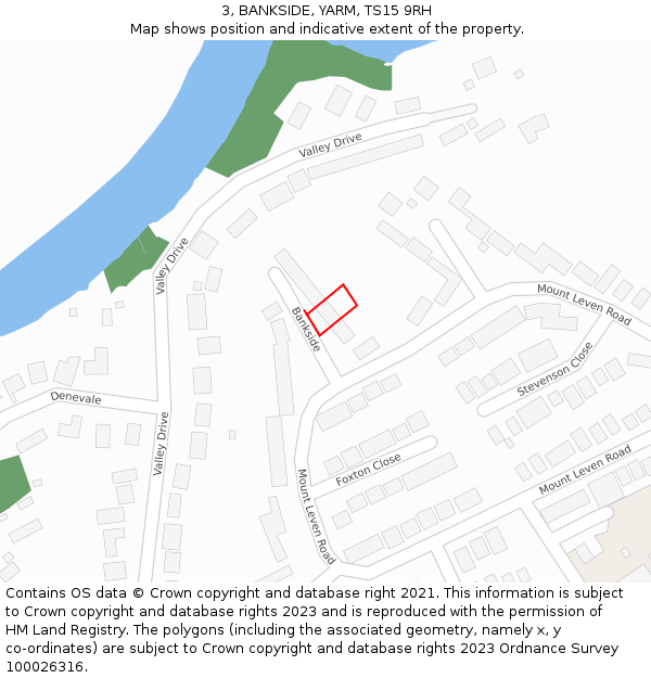 3, BANKSIDE, YARM, TS15 9RH: Location map and indicative extent of plot