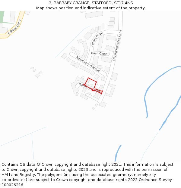 3, BARBARY GRANGE, STAFFORD, ST17 4NS: Location map and indicative extent of plot