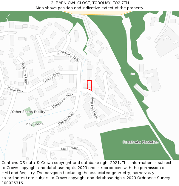 3, BARN OWL CLOSE, TORQUAY, TQ2 7TN: Location map and indicative extent of plot