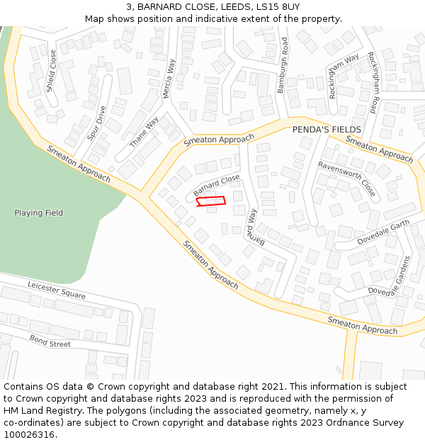 3, BARNARD CLOSE, LEEDS, LS15 8UY: Location map and indicative extent of plot
