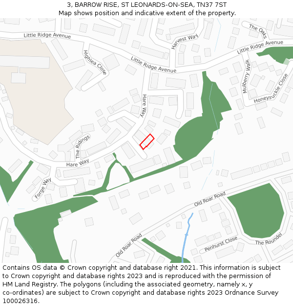 3, BARROW RISE, ST LEONARDS-ON-SEA, TN37 7ST: Location map and indicative extent of plot