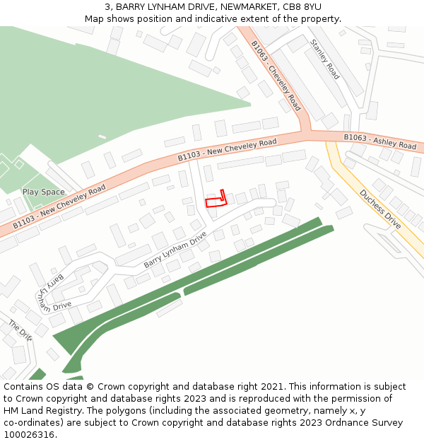3, BARRY LYNHAM DRIVE, NEWMARKET, CB8 8YU: Location map and indicative extent of plot