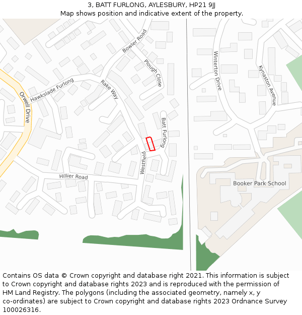 3, BATT FURLONG, AYLESBURY, HP21 9JJ: Location map and indicative extent of plot