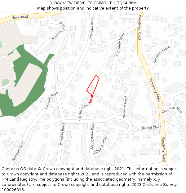 3, BAY VIEW DRIVE, TEIGNMOUTH, TQ14 8NN: Location map and indicative extent of plot