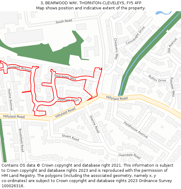 3, BEARWOOD WAY, THORNTON-CLEVELEYS, FY5 4FP: Location map and indicative extent of plot