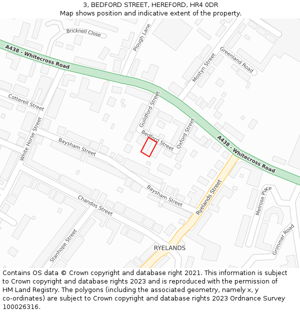 3, BEDFORD STREET, HEREFORD, HR4 0DR: Location map and indicative extent of plot