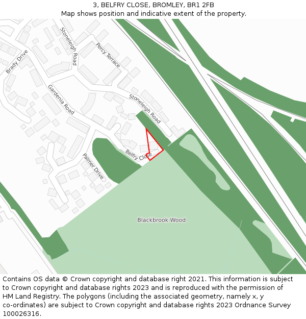 3, BELFRY CLOSE, BROMLEY, BR1 2FB: Location map and indicative extent of plot