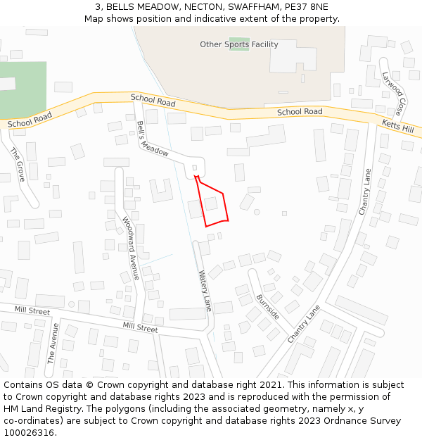 3, BELLS MEADOW, NECTON, SWAFFHAM, PE37 8NE: Location map and indicative extent of plot
