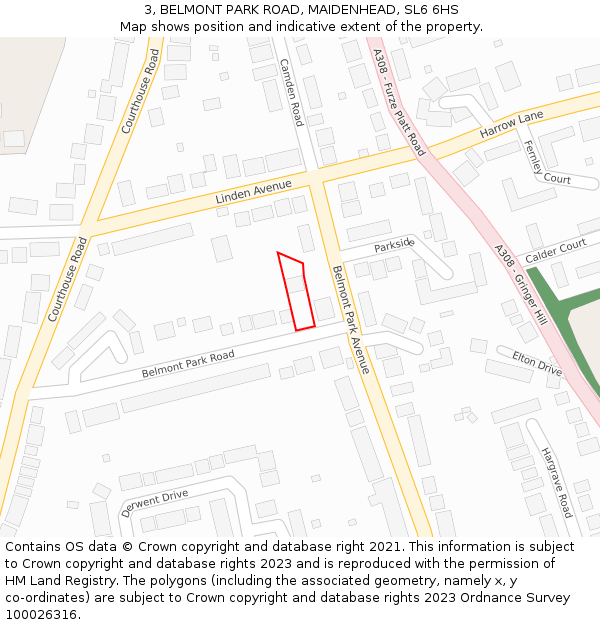 3, BELMONT PARK ROAD, MAIDENHEAD, SL6 6HS: Location map and indicative extent of plot
