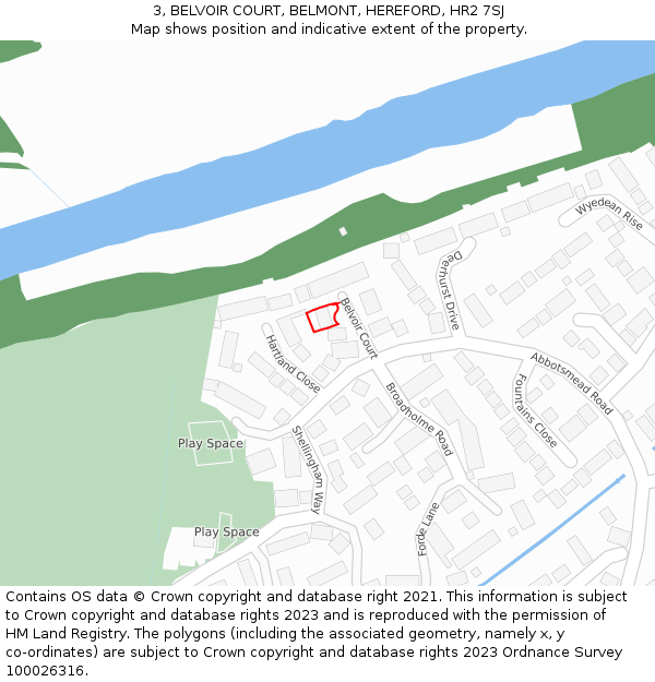 3, BELVOIR COURT, BELMONT, HEREFORD, HR2 7SJ: Location map and indicative extent of plot
