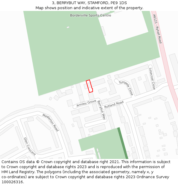 3, BERRYBUT WAY, STAMFORD, PE9 1DS: Location map and indicative extent of plot