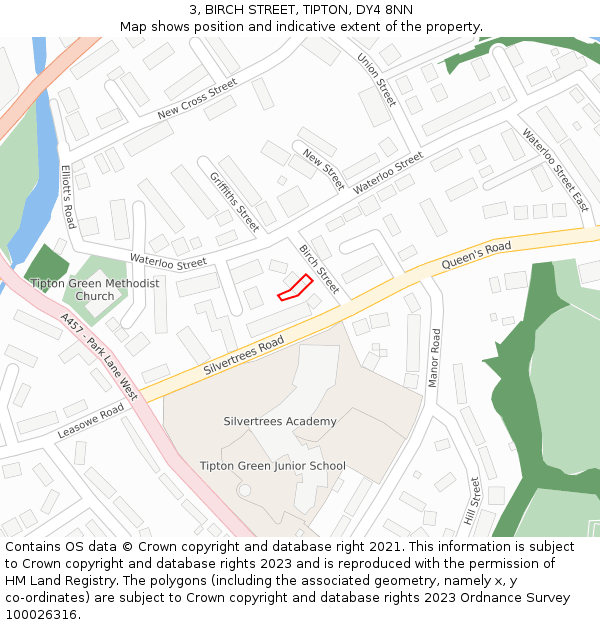 3, BIRCH STREET, TIPTON, DY4 8NN: Location map and indicative extent of plot