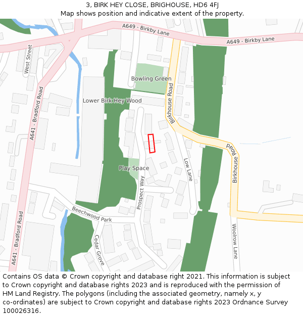 3, BIRK HEY CLOSE, BRIGHOUSE, HD6 4FJ: Location map and indicative extent of plot