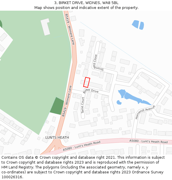 3, BIRKET DRIVE, WIDNES, WA8 5BL: Location map and indicative extent of plot