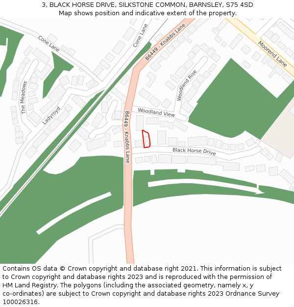 3, BLACK HORSE DRIVE, SILKSTONE COMMON, BARNSLEY, S75 4SD: Location map and indicative extent of plot