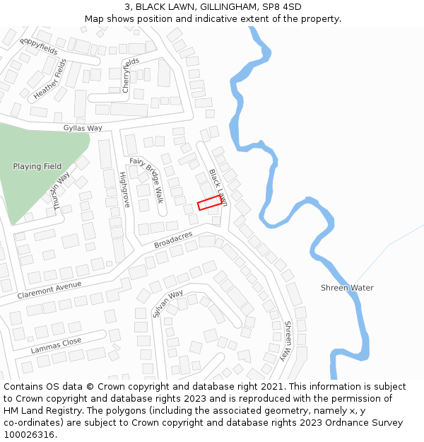 3, BLACK LAWN, GILLINGHAM, SP8 4SD: Location map and indicative extent of plot