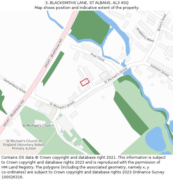 3, BLACKSMITHS LANE, ST ALBANS, AL3 4SQ: Location map and indicative extent of plot