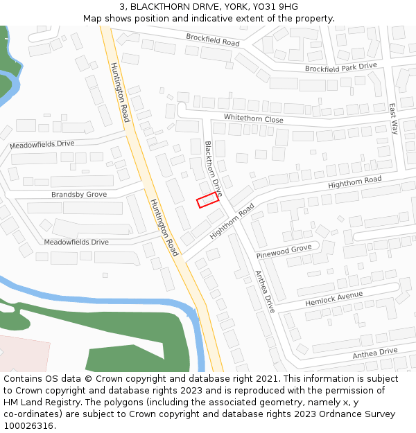 3, BLACKTHORN DRIVE, YORK, YO31 9HG: Location map and indicative extent of plot
