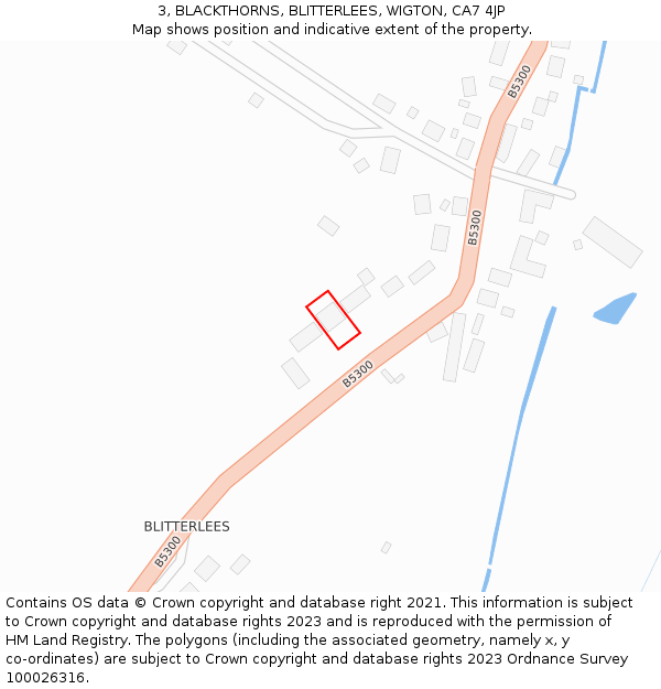 3, BLACKTHORNS, BLITTERLEES, WIGTON, CA7 4JP: Location map and indicative extent of plot