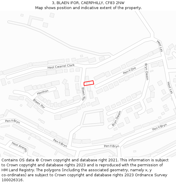 3, BLAEN IFOR, CAERPHILLY, CF83 2NW: Location map and indicative extent of plot