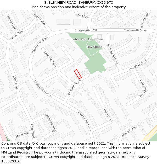 3, BLENHEIM ROAD, BANBURY, OX16 9TQ: Location map and indicative extent of plot