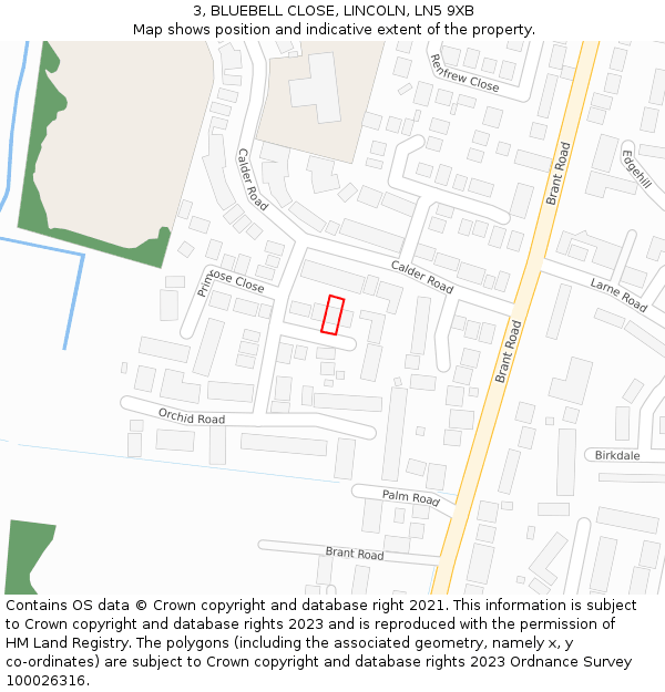 3, BLUEBELL CLOSE, LINCOLN, LN5 9XB: Location map and indicative extent of plot