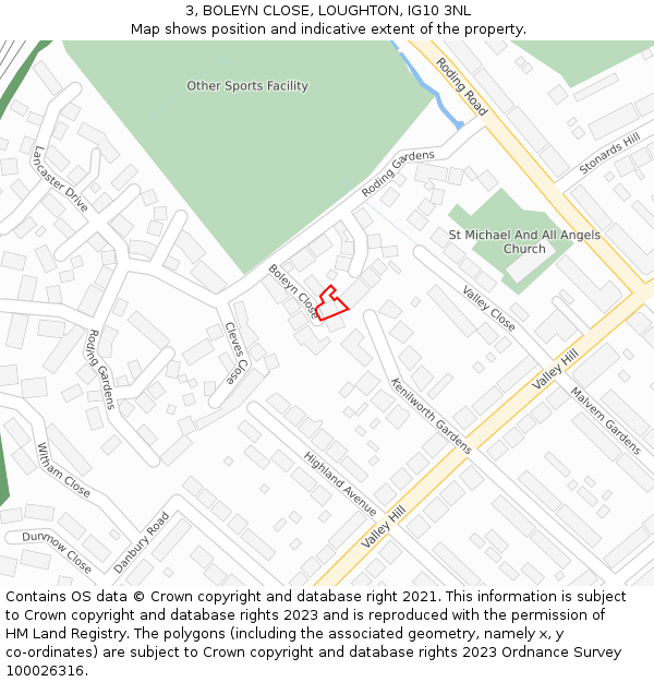 3, BOLEYN CLOSE, LOUGHTON, IG10 3NL: Location map and indicative extent of plot