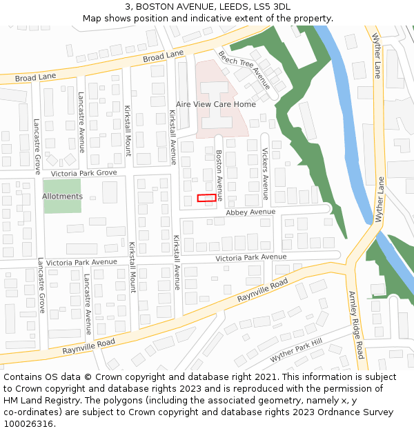 3, BOSTON AVENUE, LEEDS, LS5 3DL: Location map and indicative extent of plot