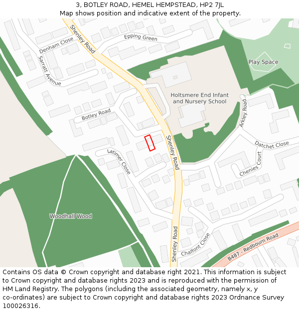 3, BOTLEY ROAD, HEMEL HEMPSTEAD, HP2 7JL: Location map and indicative extent of plot