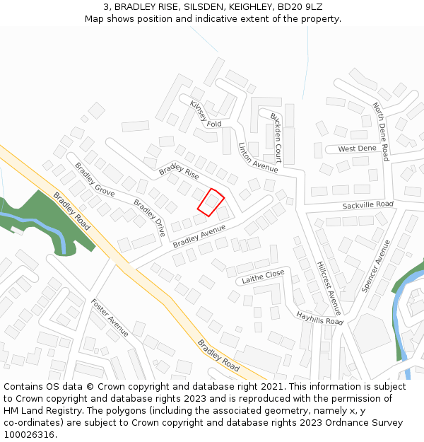3, BRADLEY RISE, SILSDEN, KEIGHLEY, BD20 9LZ: Location map and indicative extent of plot