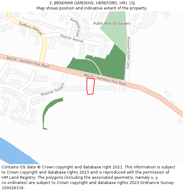 3, BRAEMAR GARDENS, HEREFORD, HR1 1SJ: Location map and indicative extent of plot