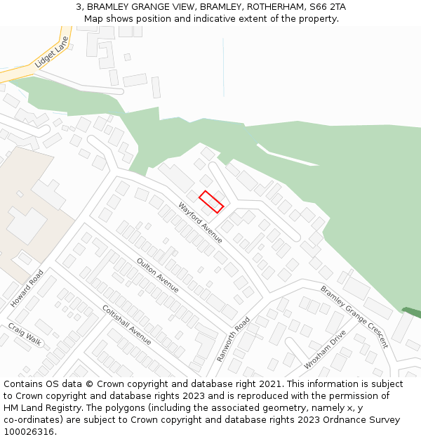3, BRAMLEY GRANGE VIEW, BRAMLEY, ROTHERHAM, S66 2TA: Location map and indicative extent of plot