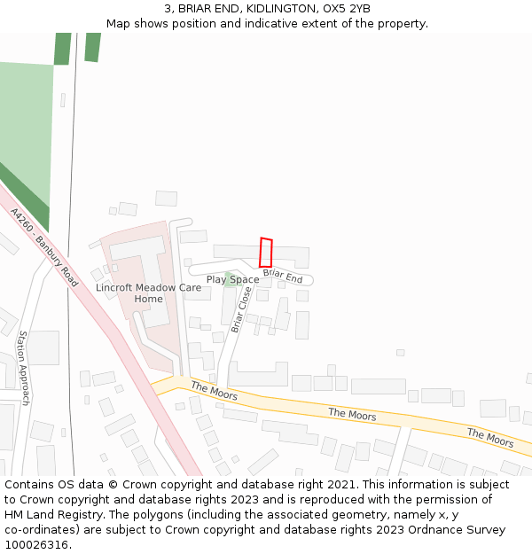 3, BRIAR END, KIDLINGTON, OX5 2YB: Location map and indicative extent of plot